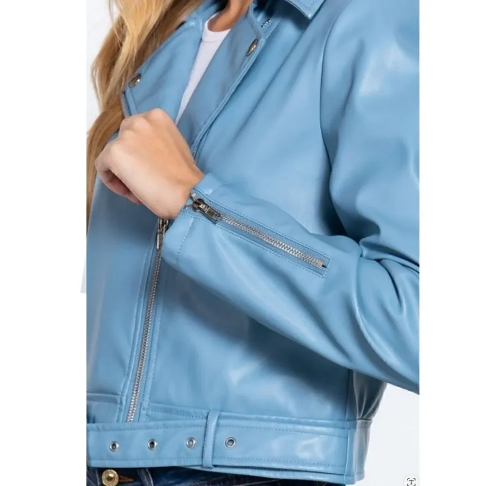 Active USA Vegan Belted Moto Jacket